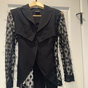 Elegant Black Lace Sleeve Women's Jacket